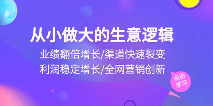 从小做大生意逻辑：业绩翻倍增长/渠道快速裂变/利润稳定增长/全网营销创新 - 副业心选-副业心选