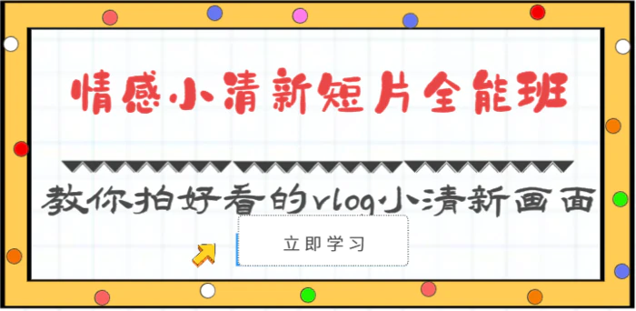 情感小清新短片全能班-教你拍好看的vlog小清新画面（30节课）-副业心选