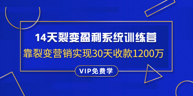 （1317期）14天裂变盈利系统训练营：靠裂变营销实现30天收款1200万（无水印）-副业心选