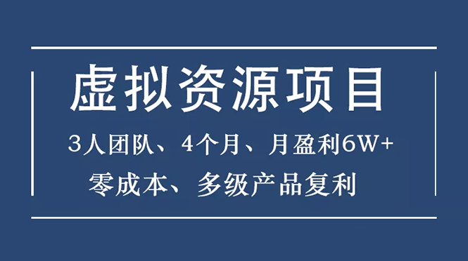 （1588期）虚拟资源项目-新手、3个团队 4个月 月盈利6W+零成本、多级产品复利 - 副业心选-副业心选