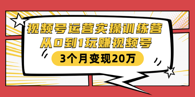 （1596期）视频号运营实操训练营：从0到1玩赚视频号，3个月变现20万-副业心选
