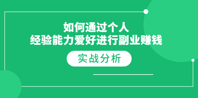 （1771期）如何通过个人经验能力爱好进行副业赚钱，多种实战赚钱分析（完结）-副业心选