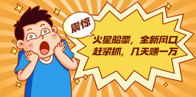 （1856期）火星船票，全新风口赶紧抓，几天赚一万+摆地摊卖尾货月入一万（5个项目）-副业心选