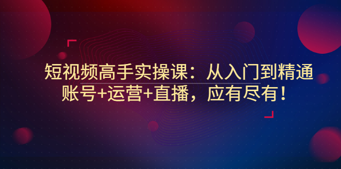 （2889期）短视频高手实操课：从入门到精通，账号+运营+直播，应有尽有！ - 副业心选-副业心选