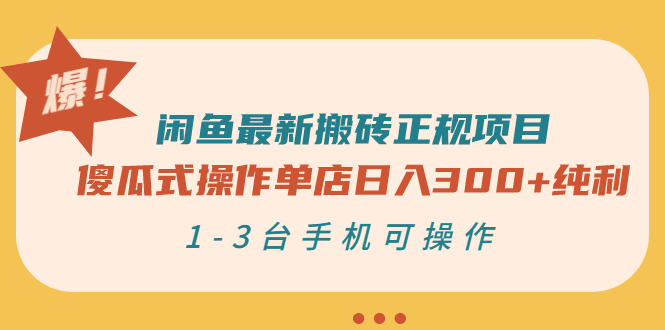 （2859期）闲鱼最新搬砖正规项目：傻瓜式操作单店日入300+纯利，1-3台手机可操作 - 副业心选-副业心选