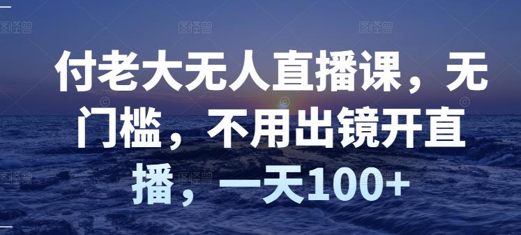 （2827期）付老大无人直播课，无门槛，不用出镜开直播，一天100+-副业心选