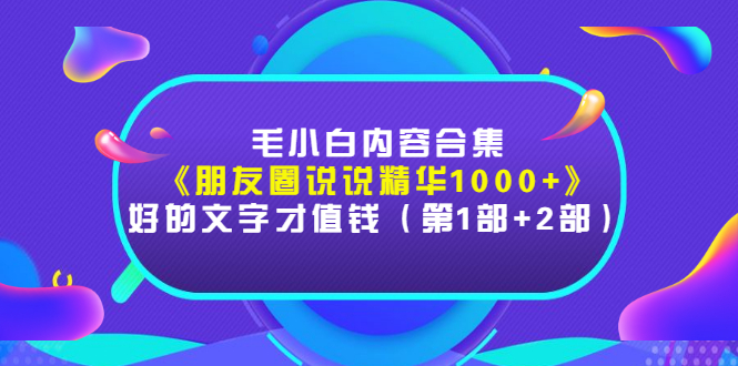 （2803期）毛小白内容合集《朋友圈说说精华1000+》好的文字才值钱（第1部+2部） - 副业心选-副业心选