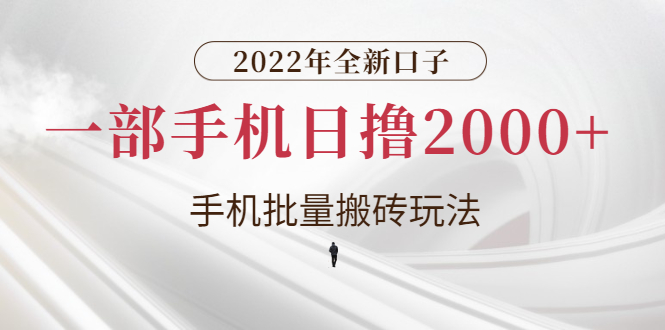 （2682期）2022年全新口子，手机批量搬砖玩法，一部手机日撸2000+ - 副业心选-副业心选