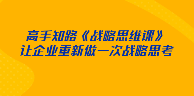 （2519期）高手知路《战略思维课》让企业重新做一次战略思考-副业心选