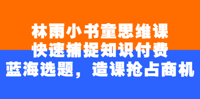 （2457期）林雨小书童思维课：快速捕捉知识付费蓝海选题，造课抢占商机-副业心选