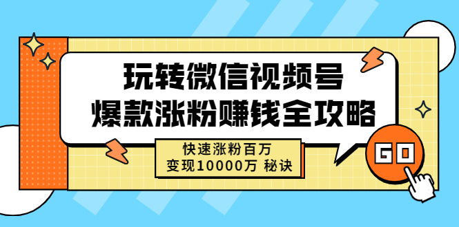 （2465期）玩转微信视频号爆款涨粉赚钱全攻略，快速涨粉百万 变现10000万 秘诀 - 副业心选-副业心选
