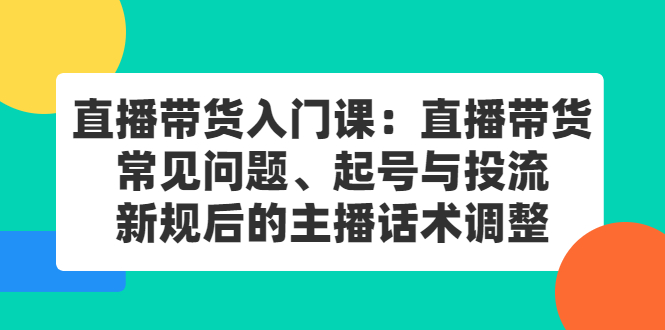 （2410期）直播带货入门课：直播带货常见问题、起号与投流、新规后的主播话术调整 - 副业心选-副业心选