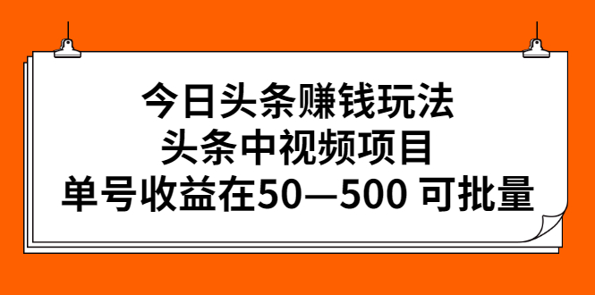 （2435期）今日头条赚钱玩法，头条中视频项目，单号收益在50—500 可批量 - 副业心选-副业心选