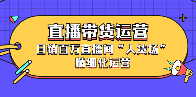 （2396期）直播带货运营，日销百万直播间“人货场”精细化运营-副业心选