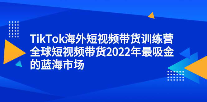（2347期）TikTok海外短视频带货训练营，全球短视频带货2022年最吸金的蓝海市场 - 副业心选-副业心选