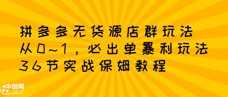（2349期）拼多多无货源店群：从0~1，必出单10单利润1000+暴利玩法，36节实战保姆教程-副业心选