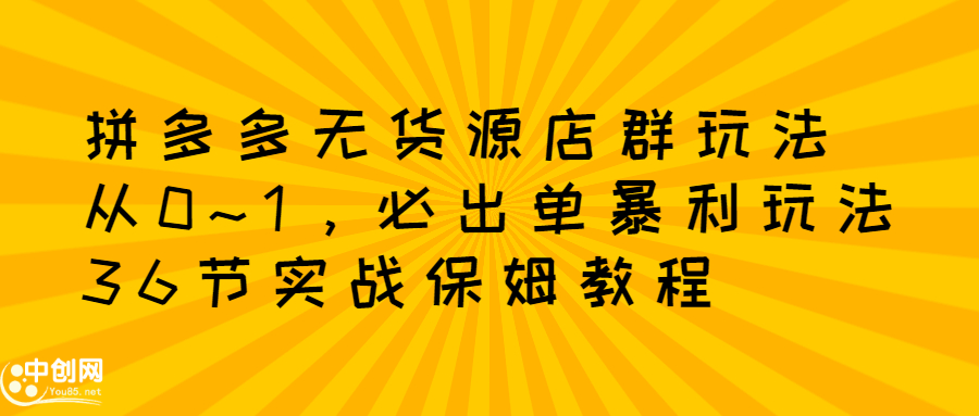 （2349期）拼多多无货源店群：从0~1，必出单10单利润1000+暴利玩法，36节实战保姆教程 - 副业心选-副业心选