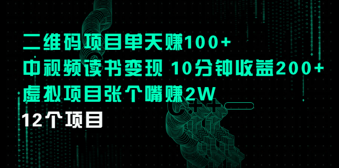 （2250期）二维码项目单天赚100+中视频读书变现 10分钟收益200+虚拟项目张个嘴赚2W - 副业心选-副业心选