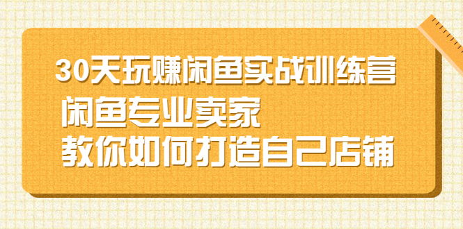 （2247期）30天玩赚闲鱼实战训练营，闲鱼专业卖家教你如何打造自己店铺-副业心选