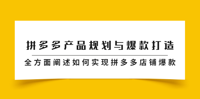 （2181期）拼多多产品规划与爆款打造，全方面阐述如何实现拼多多店铺爆款 - 副业心选-副业心选