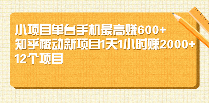 （2161期）小项目单台手机最高赚600+知乎被动新项目1天1小时赚2000+(12个项目) - 副业心选-副业心选