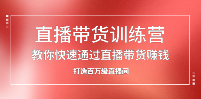 （2086期）直播带货训练营，教你快速通过直播带货赚钱，打造百万级直播间-副业心选