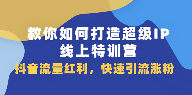 （2093期）教你如何打造超级IP线上特训营，抖音流量红利，快速引流涨粉-副业心选