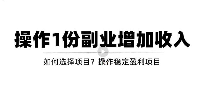 （3217期）新手如何通过操作副业增加收入，从项目选择到玩法分享！【视频教程】 - 副业心选-副业心选