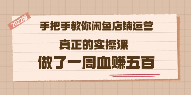 （3334期）2022版《手把手教你闲鱼店铺运营》真正的实操课 做了一周血赚五百 (16节课) - 副业心选-副业心选