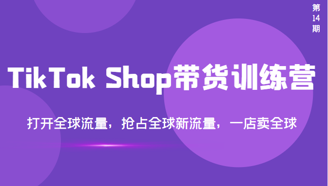 （3342期）TikTok Shop带货训练营，打开全球流量，抢占全球新流量 一店卖全球(第14期) - 副业心选-副业心选