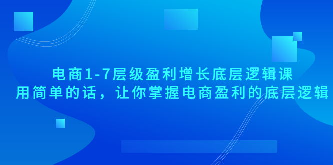 （3403期）电商1-7层级盈利增长底层逻辑课：用简单的话，让你掌握电商盈利的底层逻辑 - 副业心选-副业心选