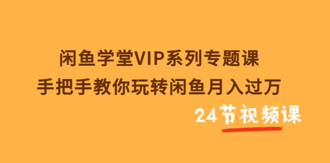 （3410期）闲鱼学堂VIP系列专题课：手把手教你玩转闲鱼月入过万（共24节视频课） - 副业心选-副业心选