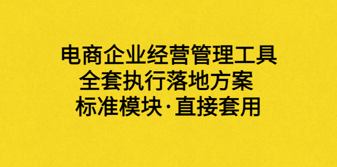 （3439期）外面卖198·电商企业经营管理工具：全套执行落地方案 标准模块·直接套用 - 副业心选-副业心选