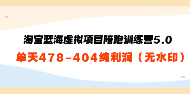（3537期）黄岛主：淘宝蓝海虚拟项目陪跑训练营5.0：单天478纯利润（无水印） - 副业心选-副业心选