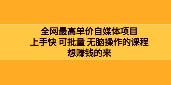 （3557期）全网最单高价自媒体项目：上手快 可批量 无脑操作的课程，想赚钱的来 - 副业心选-副业心选