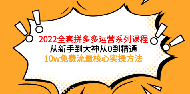 （3654期）2022全套拼多多运营课程，从新手到大神从0到精通，10w免费流量核心实操方法 - 副业心选-副业心选