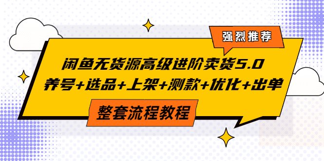 （3662期）闲鱼无货源高级进阶卖货5.0，养号+选品+上架+测款+优化+出单整套流程教程-副业心选