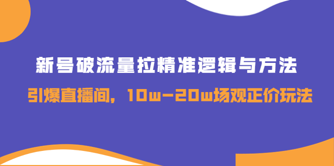 （3689期）新号破流量拉精准逻辑与方法，引爆直播间，10w-20w场观正价玩法-副业心选