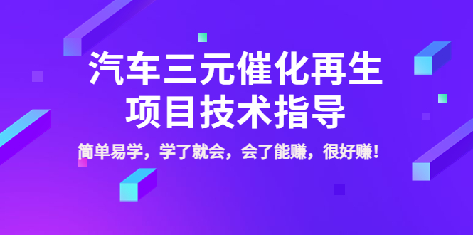 （3746期）汽车三元催化再生项目技术指导，简单易学，学了就会，会了能赚，很好赚！ - 副业心选-副业心选