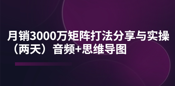 （3748期）某线下培训：月销3000万矩阵打法分享与实操（两天）音频+思维导图 - 副业心选-副业心选