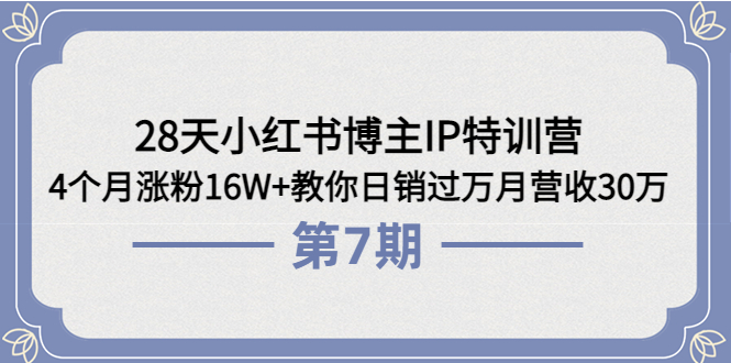 （3745期）28天小红书博主IP特训营《第6+7期》4个月涨粉16W+教你日销过万月营收30万 - 副业心选-副业心选