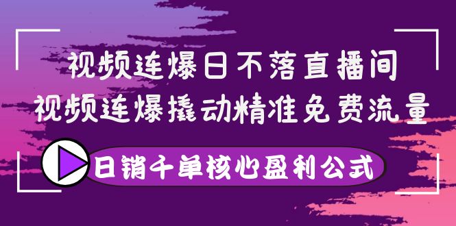 （3786期）视频连爆日不落直播间，视频连爆撬动精准免费流量，日销千单核心盈利公式-副业心选
