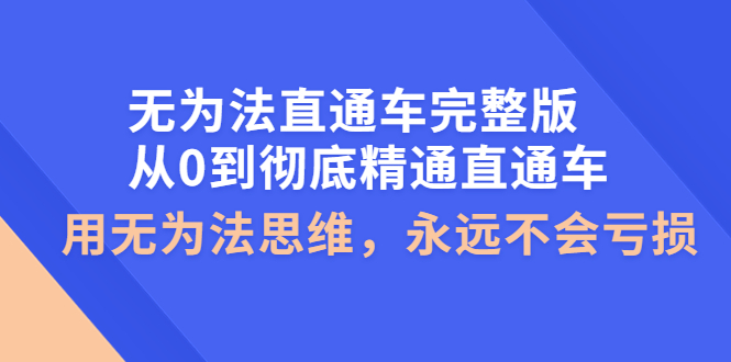 （3921期）无为法直通车完整版：从0到彻底精通直通车，用无为法思维，永远不会亏损 - 副业心选-副业心选