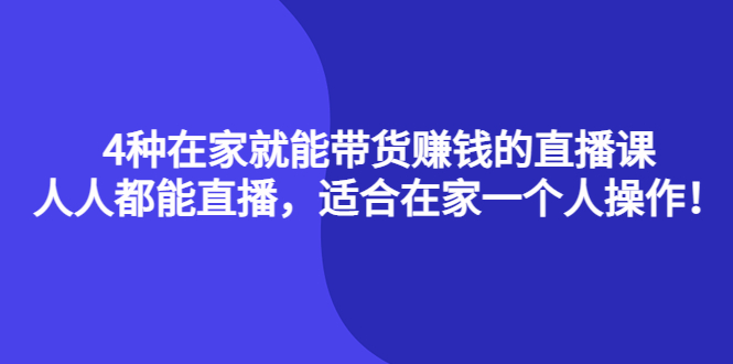 （4023期）4种在家就能带货赚钱的直播课，人人都能直播，适合在家一个人操作！ - 副业心选-副业心选
