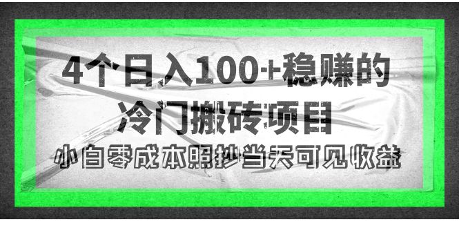 （4041期）4个稳赚的冷门搬砖项目，每个项目日入100+小白零成本照抄当天可见收益 - 副业心选-副业心选