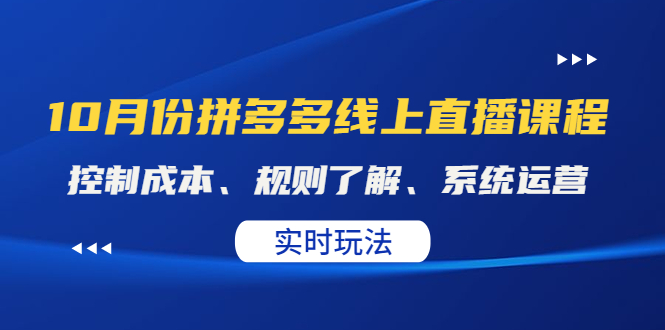 （4140期）某收费10月份拼多多线上直播课： 控制成本、规则了解、系统运营。实时玩法 - 副业心选-副业心选