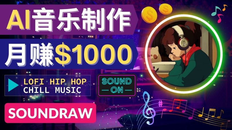 （4251期）无需任何音乐基础： 使用AI软件制作Lofi Hip Hop Chill Music 月赚1000美元-副业心选