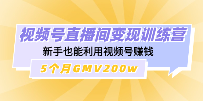 （4468期）视频号直播间变现训练营：新手也能利用视频号赚钱，5个月GMV200w - 副业心选-副业心选