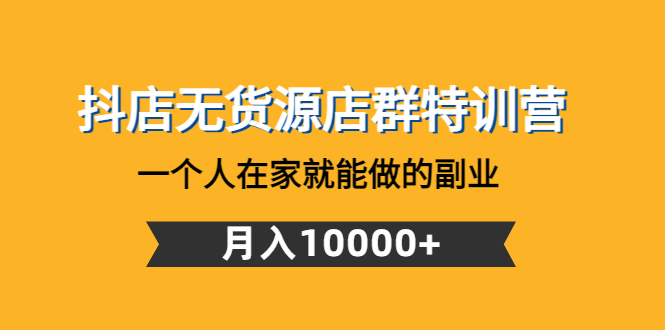 （4609期）抖店无货源店群特训营：一个人在家就能做的副业，月入10000+ - 副业心选-副业心选