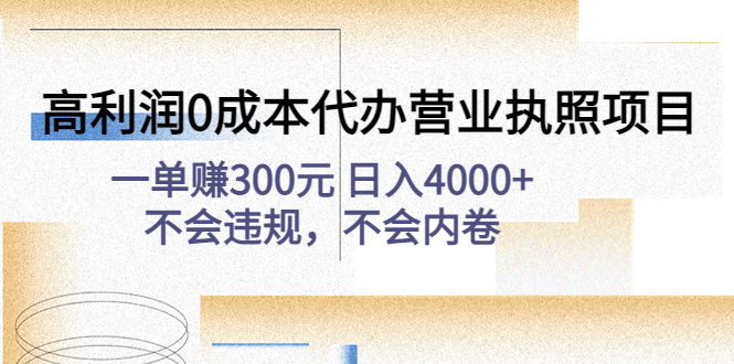 （4632期）高利润0成本代办营业执照项目：一单赚300元 日入4000+不会违规，不会内卷 - 副业心选-副业心选